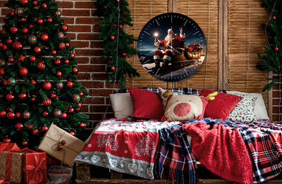 StilCreative Yılbaşı Özel: Noel Baba ve Büyülü Kızak Temalı Duvar Saati