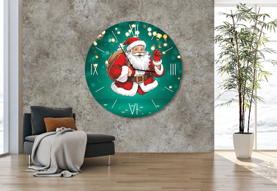 StilCreative Yeni Yıl Enerjisi: Yeşil Noel Baba Dekoratif Duvar Saati
