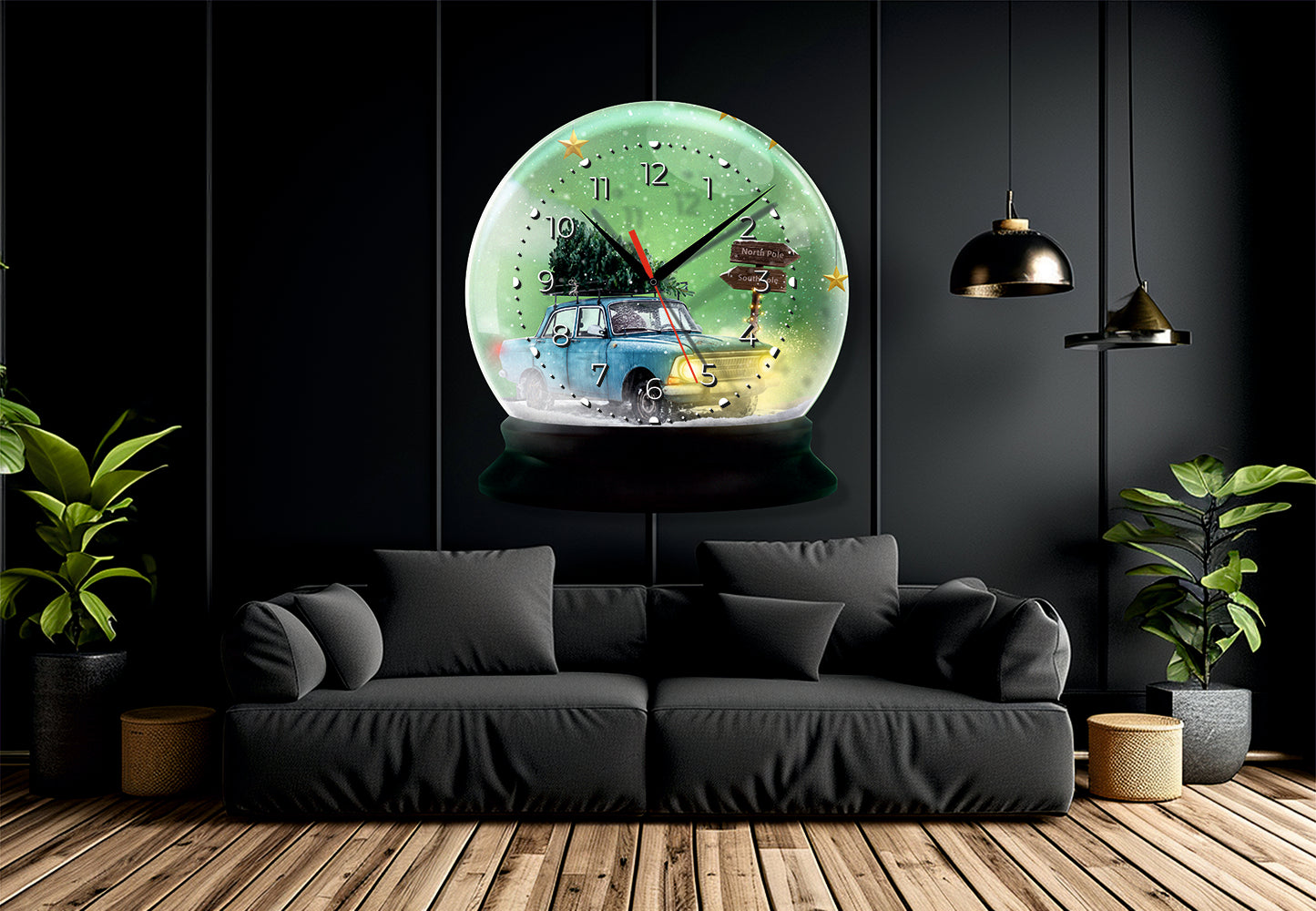 StilCreative İmzalı Büyülü Pencere: Kar Küresi Saat