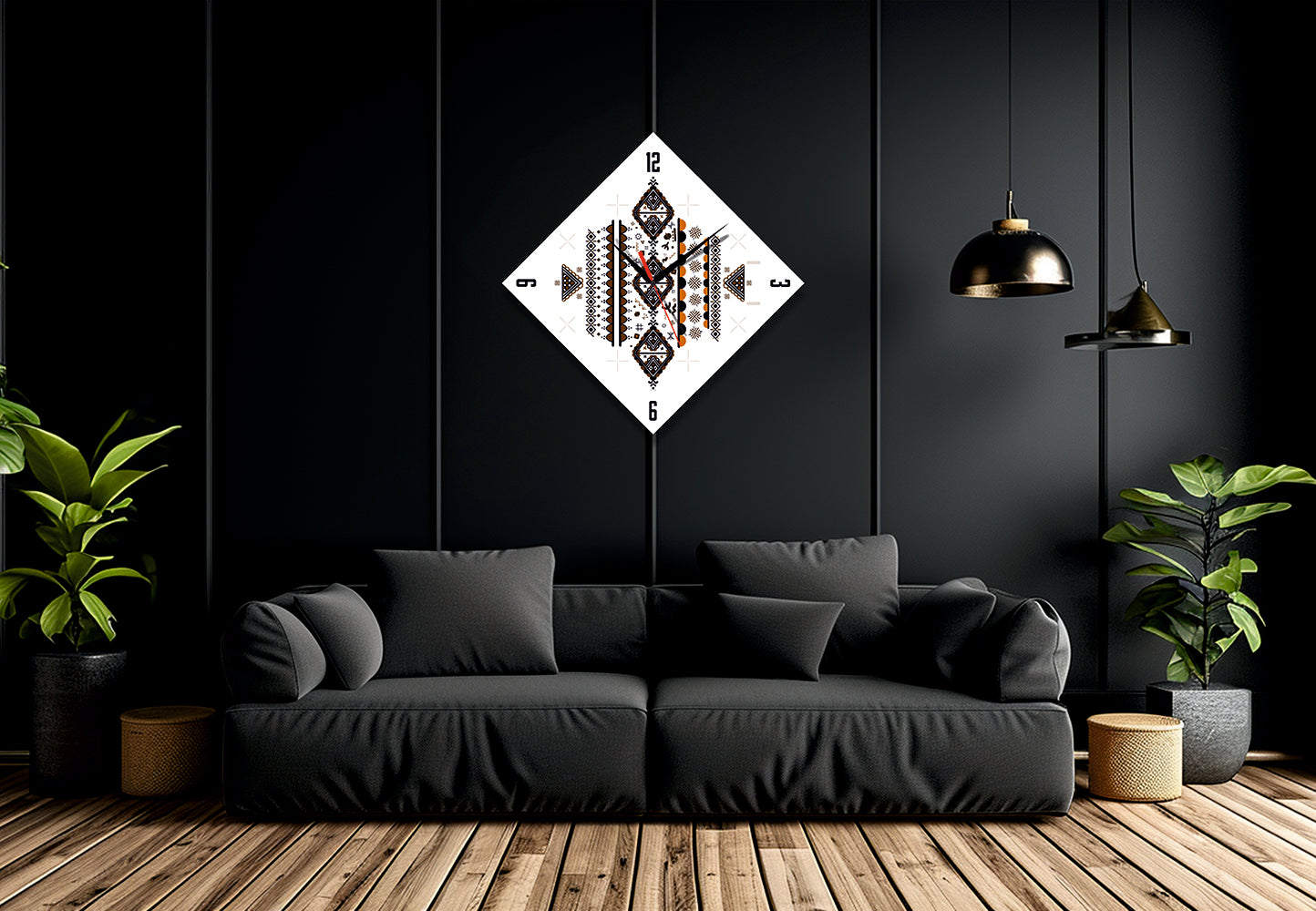 Duvarınızdaki Etnik İmza: StilCreative Geometrik Desenli Modern Kare Saat