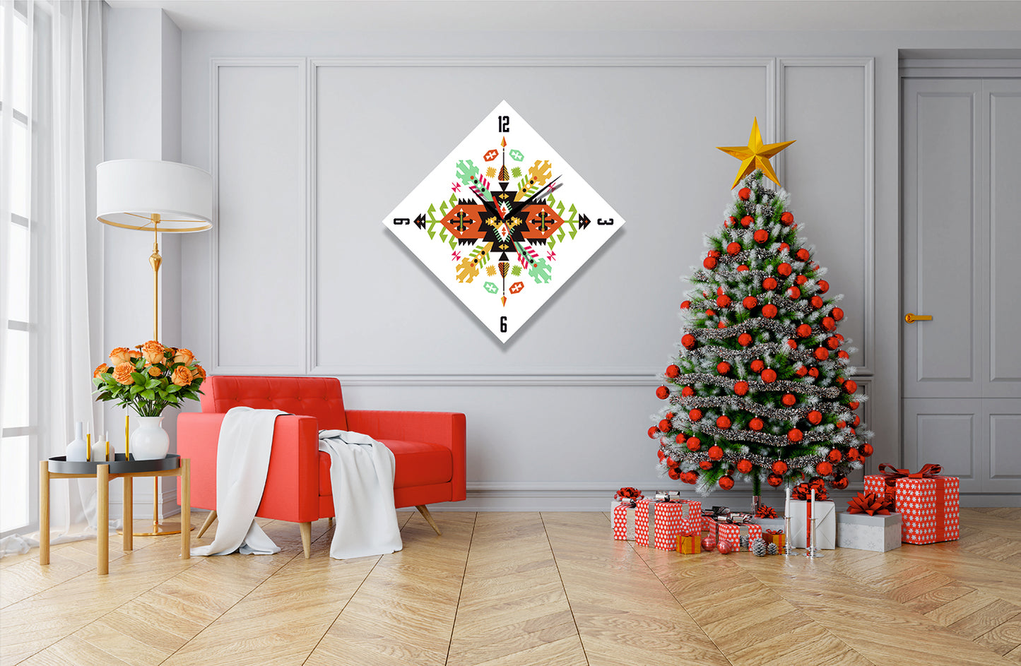 Duvarınızda Renk Şöleni: StilCreative Çok Renkli Bohem Duvar Saati