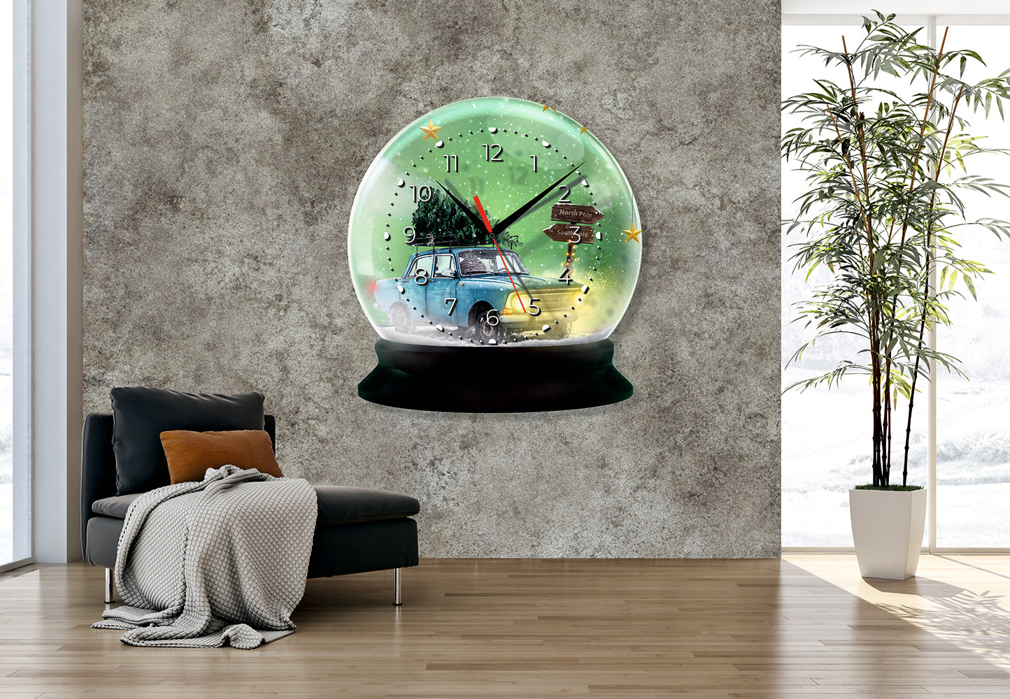 StilCreative İmzalı Büyülü Pencere: Kar Küresi Saat